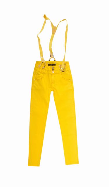 SL771 Ex UK Chainstore Yellow Skinny Jeans With Braces x9